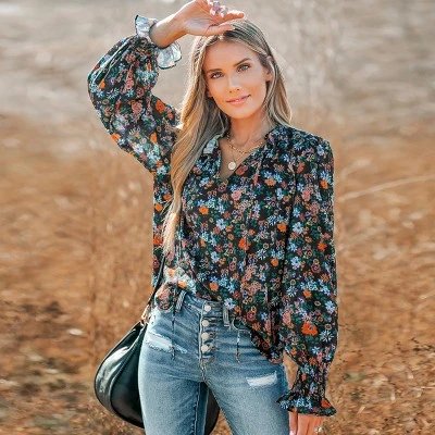 Women's Ditsy Floral Print Smocked Top - Cupshe 1 Women's Ditsy Floral Print Smocked Top - Cupshe