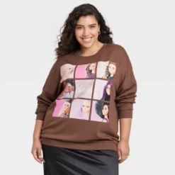 Women's Barbie Squares Cozy Graphic Sweatshirt - Brown -Avenue Sale Store GUEST 8ef4f9f6 1142 4101 8084 c4743d50dd68