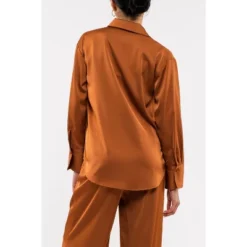 August Sky Women's Solid Long Sleeve Button Up