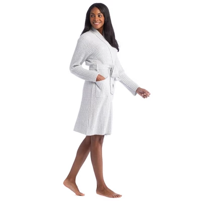 Softies Heathered Marshmallow 38" Wrap Robe 1 Softies Heathered Marshmallow 38" Wrap Robe