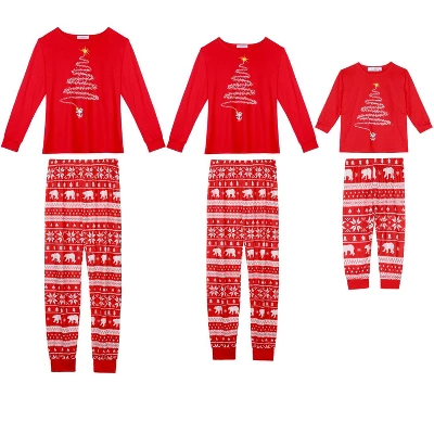Cheibear Christmas Tree Long Sleeve Tee And Plaid Pants Loungewear Family Pajama Sets 10 Cheibear Christmas Tree Long Sleeve Tee And Plaid Pants Loungewear Family Pajama Sets - Image 10