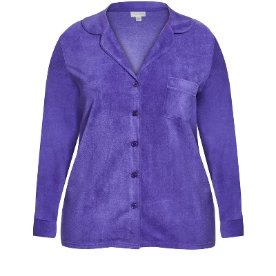 Women's Plus Size Button Up Top - Lilac | AVENUE 2 Women's Plus Size Button Up Top - Lilac | AVENUE - Image 2
