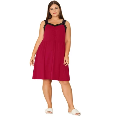 Agnes Orinda Women's Plus Size Lace Sleep Above Knee Lounge Nightgowns 2 Agnes Orinda Women's Plus Size Lace Sleep Above Knee Lounge Nightgowns - Image 2