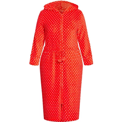 Women's Plus Size Zip Spot Robe - Red | AVENUE 3 Women's Plus Size Zip Spot Robe - Red | AVENUE - Image 3