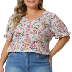 Agnes Orinda Women's Plus Size V Neck Ruffle Sleeve Floral Blouse 13 Agnes Orinda Women's Plus Size V Neck Ruffle Sleeve Floral Blouse -Avenue Sale Store GUEST 9322f002 b6d8 40df bcb3 10bcd780a570