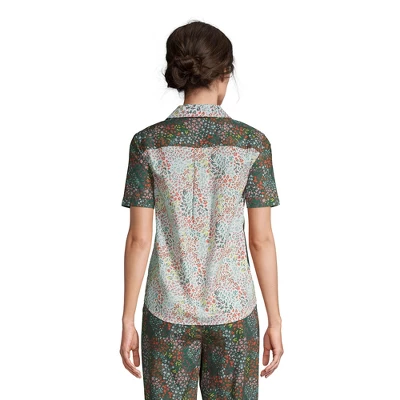 Lands' End Women's Short Sleeve Cotton Poplin Pajama Shirt 1 Lands' End Women's Short Sleeve Cotton Poplin Pajama Shirt