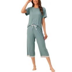 Cheibear Women's Modal Loose Summer Lace Trim Short Sleeve Carpri Pajama Set 16 Cheibear Women's Modal Loose Summer Lace Trim Short Sleeve Carpri Pajama Set -Avenue Sale Store GUEST 94533177 6d05 4eb4 a323 e74f1e65999b