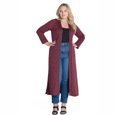 Womens Plus Size Long Duster Open Front Knit Cardigan 6 Womens Plus Size Long Duster Open Front Knit Cardigan - Image 6