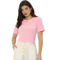 Allegra K Women's Floral Jacquard Puff Short Sleeve Peter Pan Collar Blouse -Avenue Sale Store GUEST 95445e82 42ef 4c3a b5aa d32361ccf81f