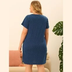 Agnes Orinda Plus Size Nightgown For Women Polka Dots V Neck Short Sleeve Nightdress -Avenue Sale Store GUEST 95bac3bc 17f3 40f8 a15b 1d7339384b68