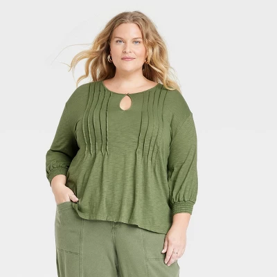 Women's Pintuck 3/4 Sleeve Shirt - Knox Rose™ 5 Women's Pintuck 3/4 Sleeve Shirt - Knox Rose™ - Image 5