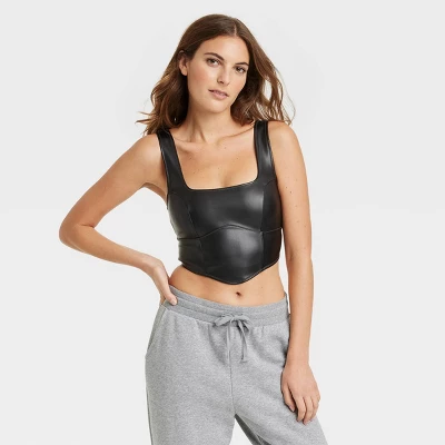 Women's Faux Leather Corset - Colsie™ Black 5 Women's Faux Leather Corset - Colsie™ Black - Image 5