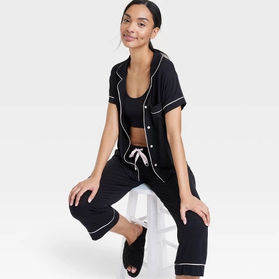 Women's Beautifully Soft Short Sleeve Notch Collar Top And Pants Pajama Set - Stars Above™ 2 Women's Beautifully Soft Short Sleeve Notch Collar Top And Pants Pajama Set - Stars Above™ - Image 2