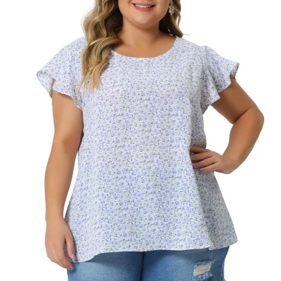 Agnes Orinda Women's Plus Size Floral Short Sleeve Casual Blouse 10 Agnes Orinda Women's Plus Size Floral Short Sleeve Casual Blouse - Image 10