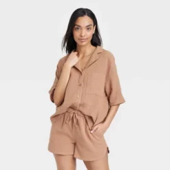 Women's 100% Cotton Gauze Short Sleeve Notch Collar Top - Stars Above™ 8 Women's 100% Cotton Gauze Short Sleeve Notch Collar Top - Stars Above™ -Avenue Sale Store GUEST 9c3f87b4 23d6 4d92 b84d 8fe9872b90ca