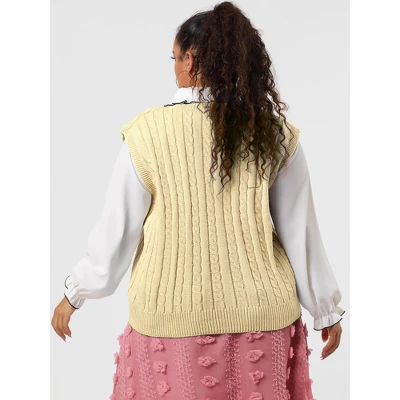 Agnes Orinda Women's Plus Size V Neck Knit Sleeveless Pullover Sweater Vests 4 Agnes Orinda Women's Plus Size V Neck Knit Sleeveless Pullover Sweater Vests - Image 4