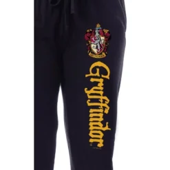 Harry Potter Womens' Hogwarts House Gryffindor Sleep Jogger Pajama Pants Black