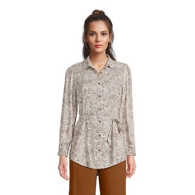 Lands' End Women's Rayon Tie Waist Shirt 1 Lands' End Women's Rayon Tie Waist Shirt