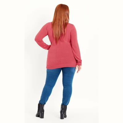 Women's Plus Size V Neck Jumper - Pink | EVANS 3 Women's Plus Size V Neck Jumper - Pink | EVANS - Image 3