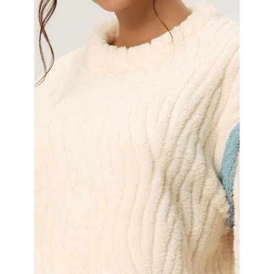 Cheibear Women's Flannel Fleece Sweatsuits With Pockets Winter Pajama Sets 3 Cheibear Women's Flannel Fleece Sweatsuits With Pockets Winter Pajama Sets - Image 3