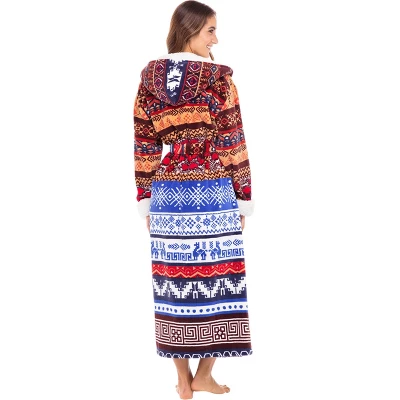 Women's Warm Winter Robe, Plush Fleece Full Length Long Hooded Bathrobe 1 Women's Warm Winter Robe, Plush Fleece Full Length Long Hooded Bathrobe