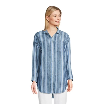 Lands' End Women's Linen Long Sleeve Oversized Relaxed Tunic Top 6 Lands' End Women's Linen Long Sleeve Oversized Relaxed Tunic Top - Image 6
