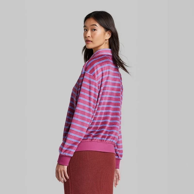 Women's Ascot + Hart Collared Striped Long Sleeve Graphic T-Shirt 2 Women's Ascot + Hart Collared Striped Long Sleeve Graphic T-Shirt - Image 2