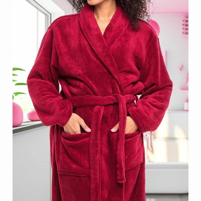 Women's Warm Fleece Winter Robe, Long Soft Plush Bathrobe 4 Women's Warm Fleece Winter Robe, Long Soft Plush Bathrobe - Image 4