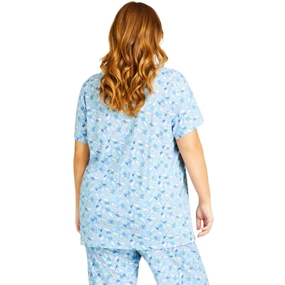 Women's Plus Size Bunny Button Up Sleep Top - Blue Bunny| AVENUE 1 Women's Plus Size Bunny Button Up Sleep Top - Blue Bunny| AVENUE