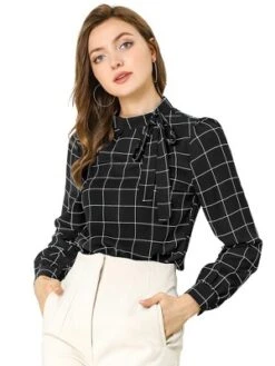 Allegra K Women's Bow Tie Neck Grid Checks Office Work Blouses 18 Allegra K Women's Bow Tie Neck Grid Checks Office Work Blouses -Avenue Sale Store GUEST a525925b 0b92 499a ac28 3f67b06ac88c