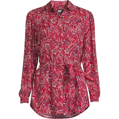 Lands' End Women's Rayon Tie Waist Shirt 4 Lands' End Women's Rayon Tie Waist Shirt - Image 4