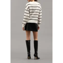 August Sky Women's Nautical Breton Stripe Shawl Collar Sweater 10 August Sky Women's Nautical Breton Stripe Shawl Collar Sweater -Avenue Sale Store GUEST a6cfc9c4 37ae 40d0 83fc 922544736667