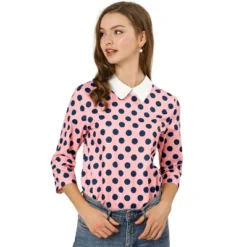 Allegra K Women's Polka Dots Contrast Peter Pan Collar Top 3/4 Sleeves Blouse 16 Allegra K Women's Polka Dots Contrast Peter Pan Collar Top 3/4 Sleeves Blouse -Avenue Sale Store GUEST a7469938 ad13 4631 8da9 445a800d15c4