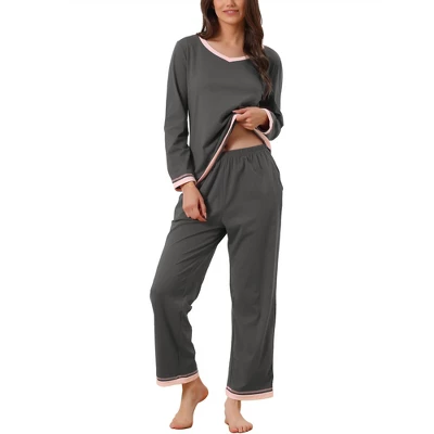Cheibear Women's Long Sleeve Shirt And Long Pants With Pocket Loungewear 2 Pieces Sleep Sets 5 Cheibear Women's Long Sleeve Shirt And Long Pants With Pocket Loungewear 2 Pieces Sleep Sets - Image 5
