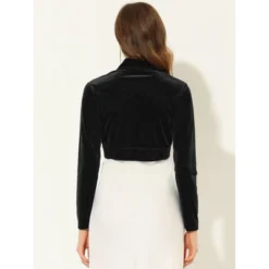 Allegra K Women's Long Sleeve Cocktail Party Open Front Cropped Velvet Bolero Shrugs -Avenue Sale Store GUEST a8e99923 b6d2 428b 97d8 4cb7ccd9676f
