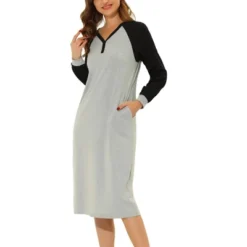 Cheibear Women's Sleepshirt Pajama Dress Long Sleeves With Pockets Henley Lounge Nightgown 12 Cheibear Women's Sleepshirt Pajama Dress Long Sleeves With Pockets Henley Lounge Nightgown -Avenue Sale Store GUEST a909beda 179a 40b4 ab20 804cd90e3a2c