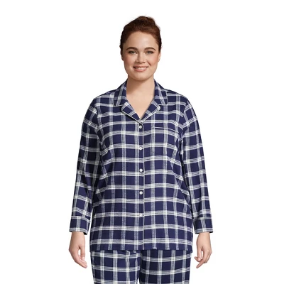 Lands' End Women's Long Sleeve Print Flannel Pajama Top 3 Lands' End Women's Long Sleeve Print Flannel Pajama Top - Image 3