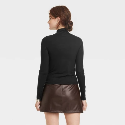 Women's Ruched Mock Turtleneck Long Sleeve T-Shirt - A New Day™ 1 Women's Ruched Mock Turtleneck Long Sleeve T-Shirt - A New Day™