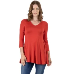 24seven Comfort Apparel Womens Three Quarter Sleeve V-Neck Tunic Top -Avenue Sale Store GUEST ac13c549 deac 4ad8 8ecd 930fd9c4678d