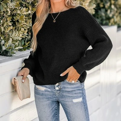 Women's Onyx Chunky Knit Sweater - Cupshe 3 Women's Onyx Chunky Knit Sweater - Cupshe - Image 3