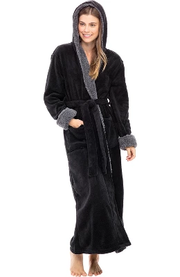 Women's Warm Winter Robe, Plush Fleece Full Length Long Hooded Bathrobe 4 Women's Warm Winter Robe, Plush Fleece Full Length Long Hooded Bathrobe - Image 4