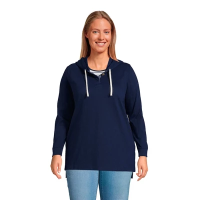 Lands' End Women's Long Sleeve Heavyweight Jersey Button Front Hoodie Tunic 5 Lands' End Women's Long Sleeve Heavyweight Jersey Button Front Hoodie Tunic - Image 5