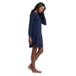 Softies Women's 36" Long Sleeve Henley Sleep Shirt