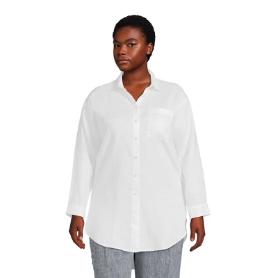 Lands' End Women's Linen Long Sleeve Oversized Relaxed Tunic Top 3 Lands' End Women's Linen Long Sleeve Oversized Relaxed Tunic Top - Image 3