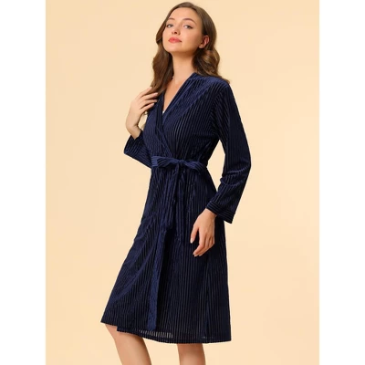 Allegra K Women's Velvet Bathrobe Soft Lounge Pajamas Sleepwear Tie Waist Flannel Robe 3 Allegra K Women's Velvet Bathrobe Soft Lounge Pajamas Sleepwear Tie Waist Flannel Robe - Image 3