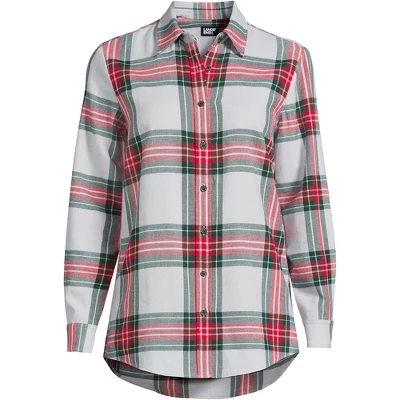 Lands' End Women's Tall Flannel Boyfriend Fit Long Sleeve Shirt 9 Lands' End Women's Tall Flannel Boyfriend Fit Long Sleeve Shirt - Image 9