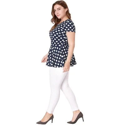 Agnes Orinda Women's Plus Size Polka Dots Fashion Workout Elegant Short Sleeves Peplum Top 3 Agnes Orinda Women's Plus Size Polka Dots Fashion Workout Elegant Short Sleeves Peplum Top - Image 3