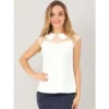 Allegra K Women's Mesh Semi Sheer Work Office Top Peter Pan Collar Shirt