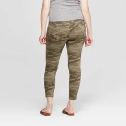 Maternity Camo Print Over Belly Skinny Cropped Jeans - Isabel Maternity By Ingrid & Isabel Olive