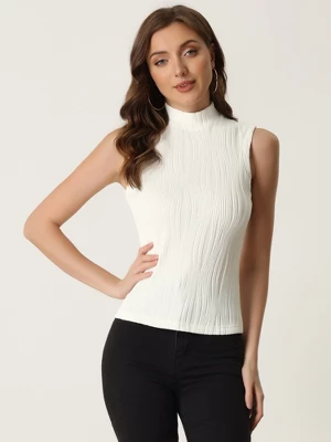 Allegra K Women's Stand Collar Sleeveless Ribbed Knit Blouses 2 Allegra K Women's Stand Collar Sleeveless Ribbed Knit Blouses - Image 2